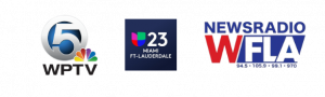 5 WPTV, 23 Miami Ft-Lauderdale, newsradio WFLA logos